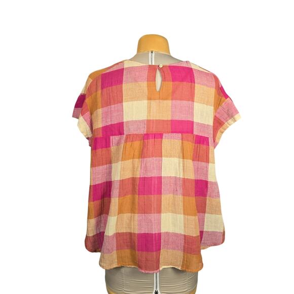 Isabella Sinclair Womens Large Top patchwork Plaid Colorful Boho Chic Casual - Picture 5 of 10
